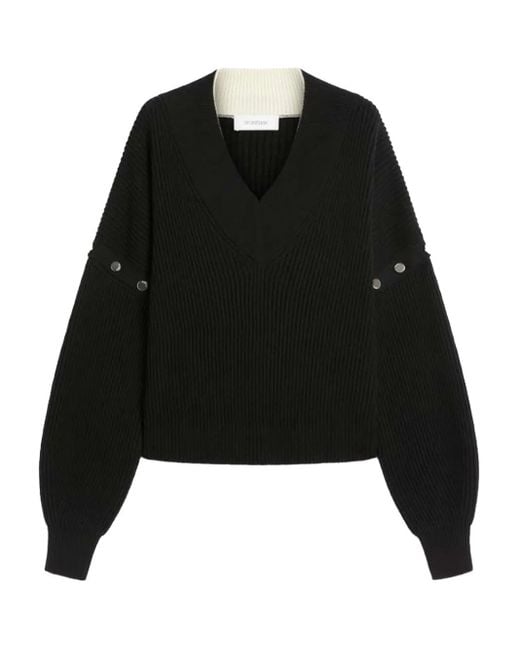 Sportmax Black V-Neck Wool Sweater