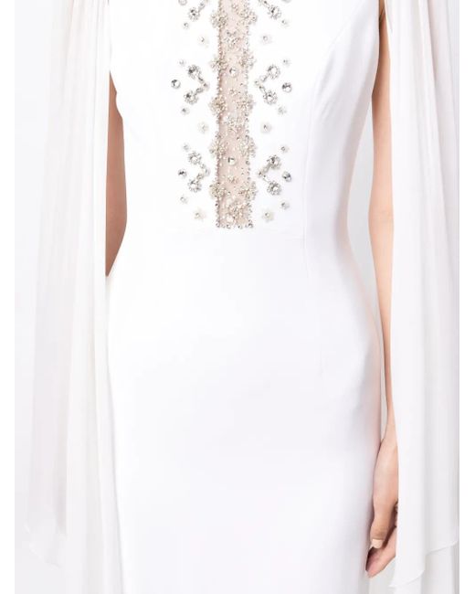 Jenny Packham White Saga Crystal-Embellished Dress