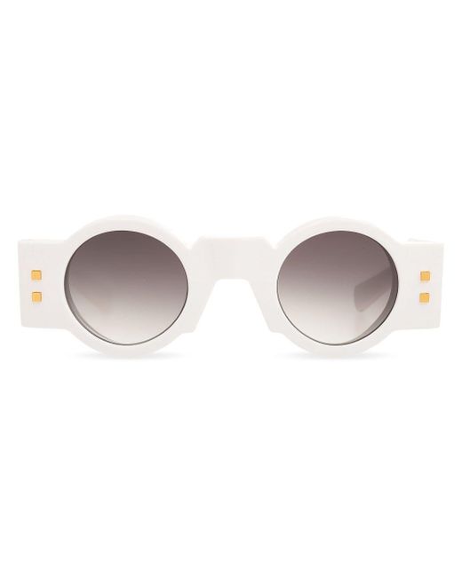 BALMAIN EYEWEAR White Olivier Round-frame Sunglasses