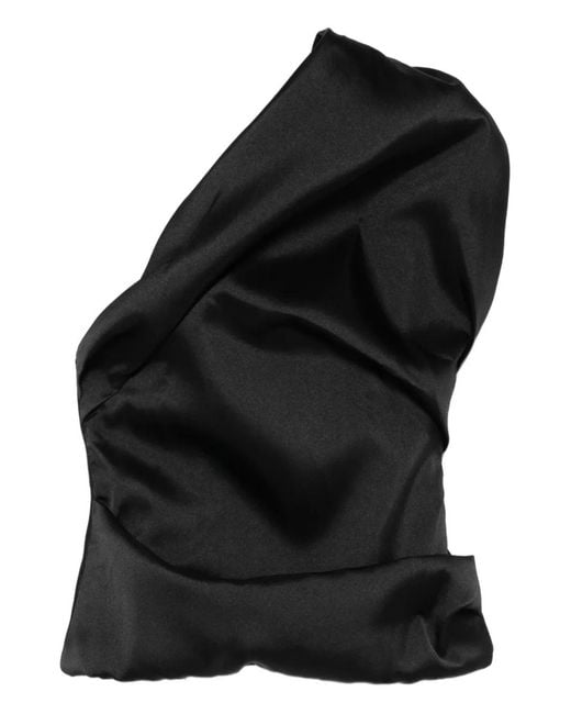 Marques'Almeida Black Mikado Draped Asymmetric Top