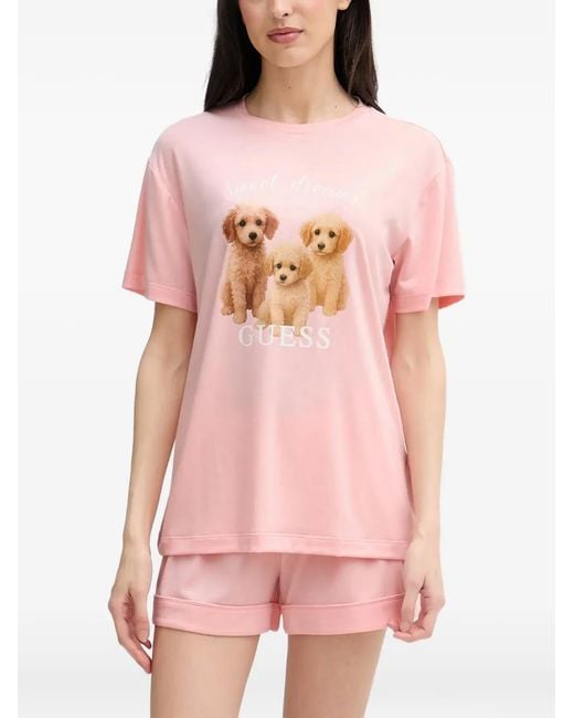 Guess Pink Graphic-Print Pajamas