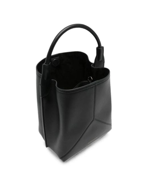Victoria Beckham Black Victoria Nappa Leather Bucket Bag With Top Handle And Shoulder Strap