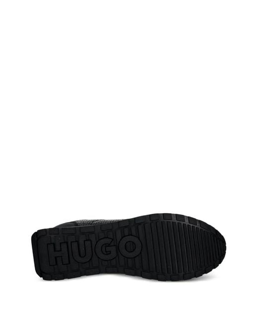 HUGO Black Logo-Print Sneakers for men