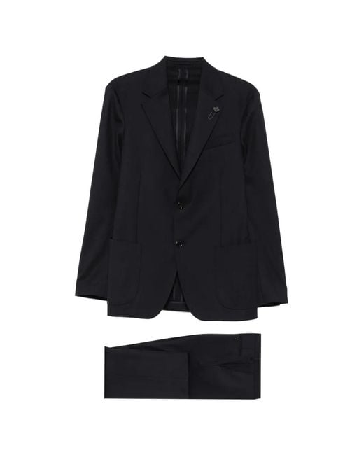 Lardini Black Notched-Lapel Single-Breasted Suit for men