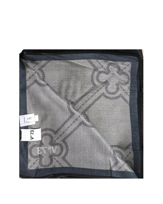 V73 Black Geometric-Pattern Scarf