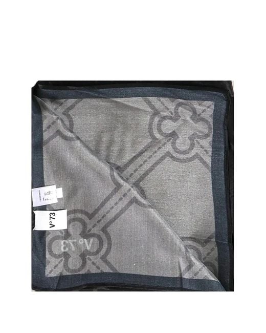 V73 Black Geometric-Pattern Scarf