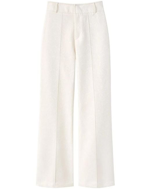 D'Estree White Yoshi Jacquard Trousers