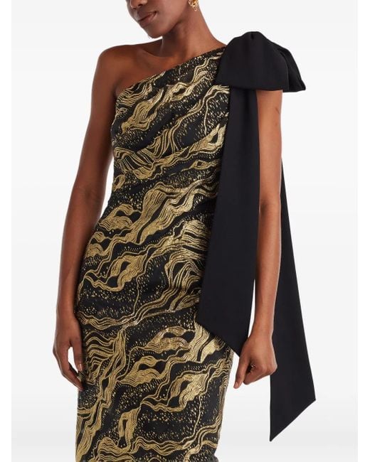 Tadashi Shoji Black One-Shoulder Bow-Detail Maxi Dress