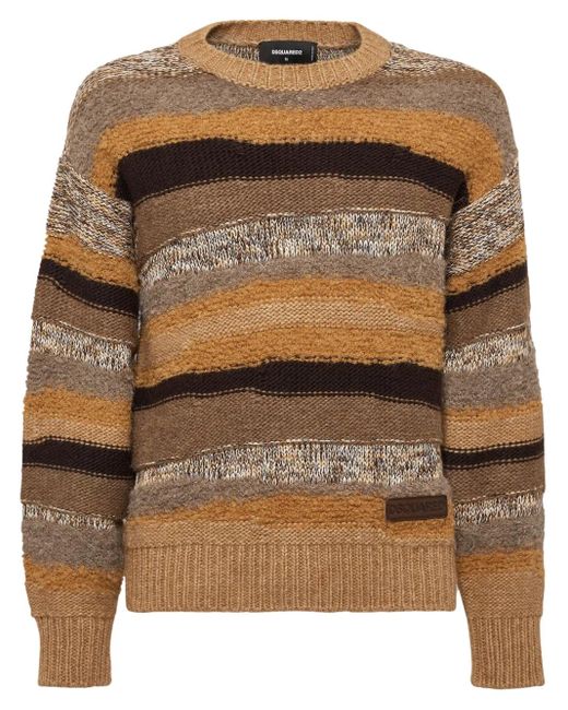 Maglione A Righe di DSquared² in Brown da Uomo