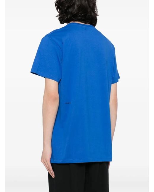 PANGAIA Blue Logo-Print Organic-Cotton T-Shirt for men