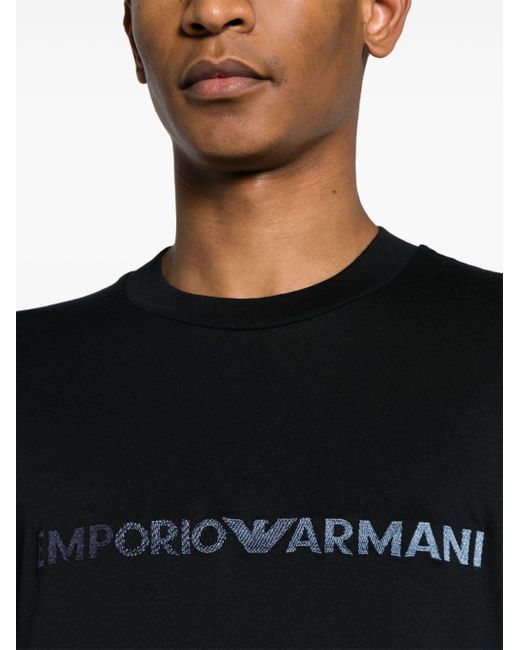 Emporio Armani T-shirt Met Geborduurd Logo in het Black voor heren