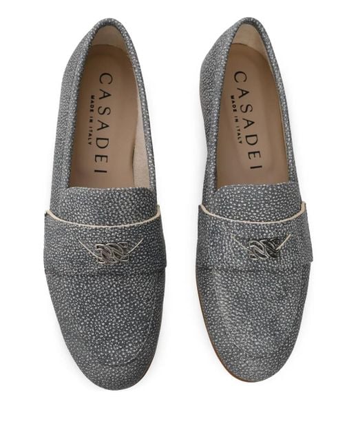 Casadei Gray Leather Loafers