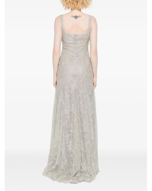 Costarellos White Lace-Embellished Sleeveless Maxi Dress
