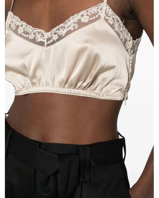 Simone Rocha Natural Lace-Trim Top