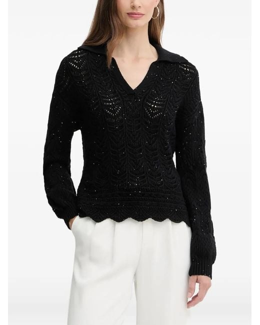 Fracomina Black Pull Festonné À Col V