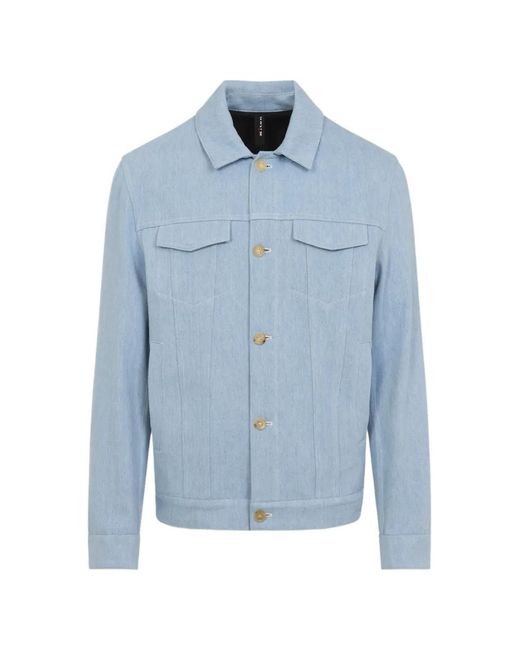Kiton Blue Pocket Button Cotton Jacket for men