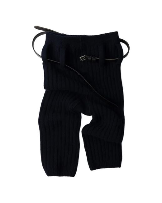 Prada Black Wool And Cashmere Short Leggings
