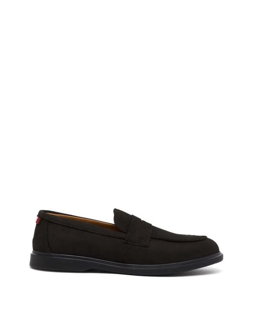 Bally Black Webbing Penny Loafers