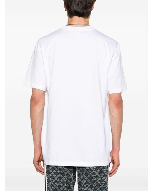 T-shirt à logo Flames imprimé Adidas pour homme en coloris White