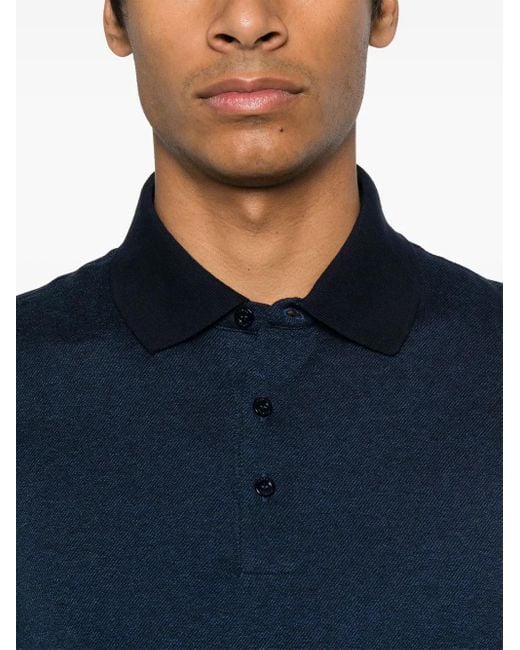 Canali Blue Cotton Polo Shirt for men