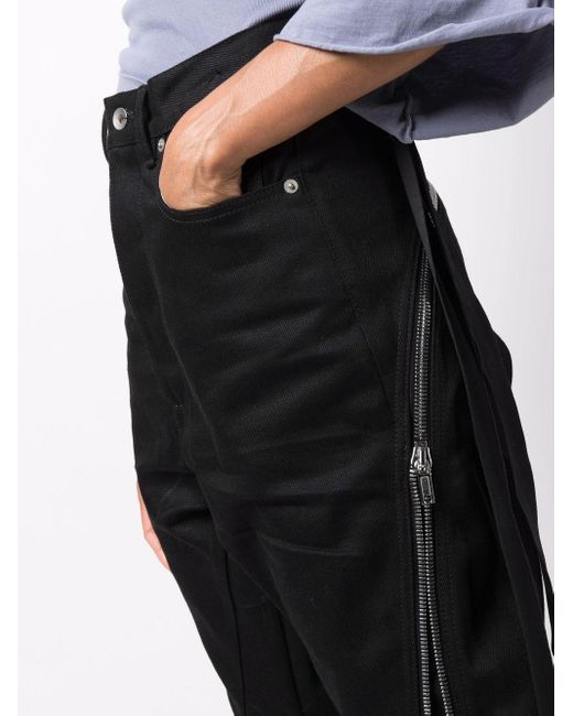 Rick Owens Flared Zip-detail Jeans in Black | Lyst