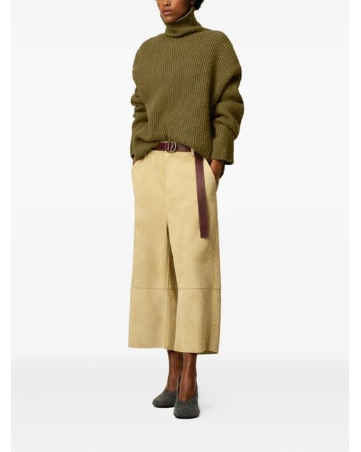 AMI Green Funnel-Neck Wool Sweater