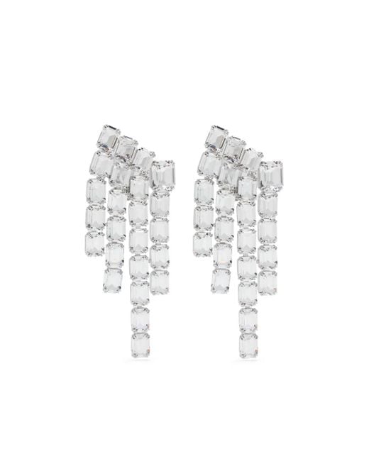 Swarovski White Millenia Rhodium Plated Crystal Chandelier Clip Earrings