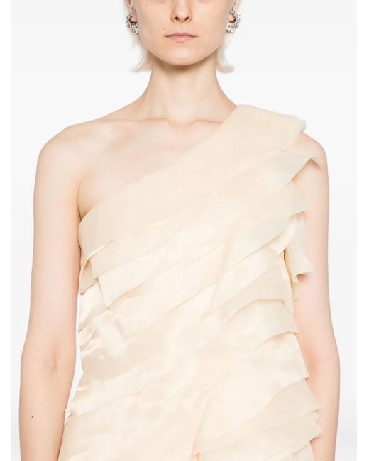 Saiid Kobeisy Natural Layered Organza Dress