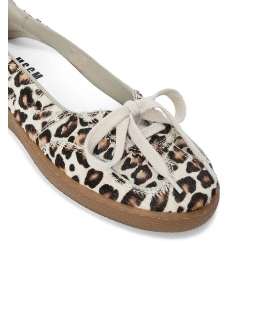 MSGM White Animal-Print Ballet-Style Sneakers