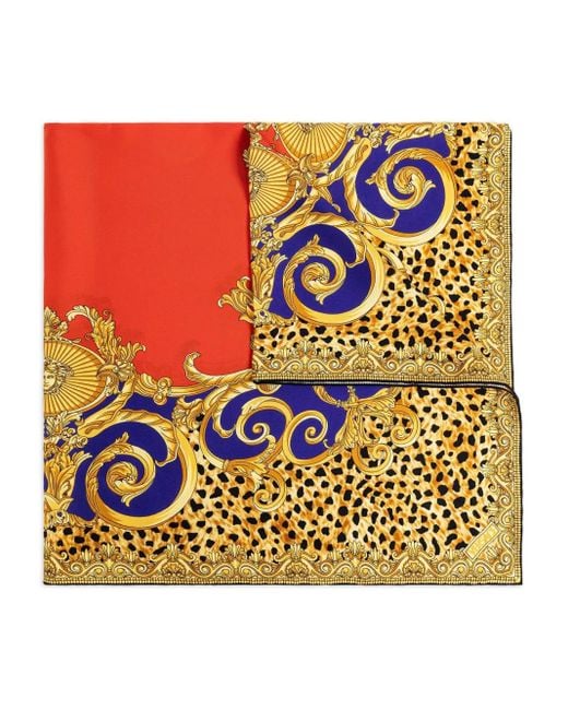 Versace Yellow Baroque Leopard Print Scarf