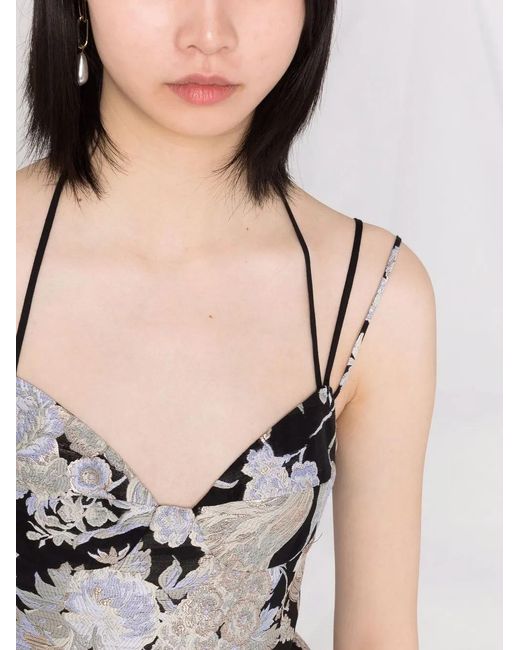 Erdem White Rea Floral-Jacquard Flared Dress