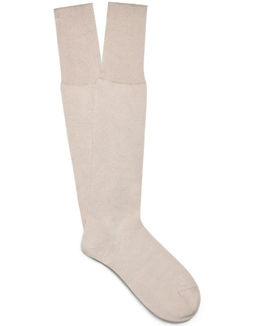 Zegna White Calf-Length Knit Socks for men