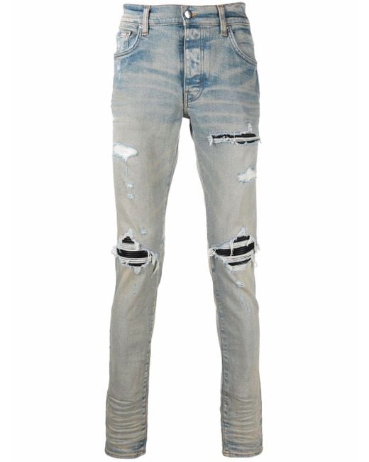 Amiri Blue Mx1 Ripped Skinny Jeans for men