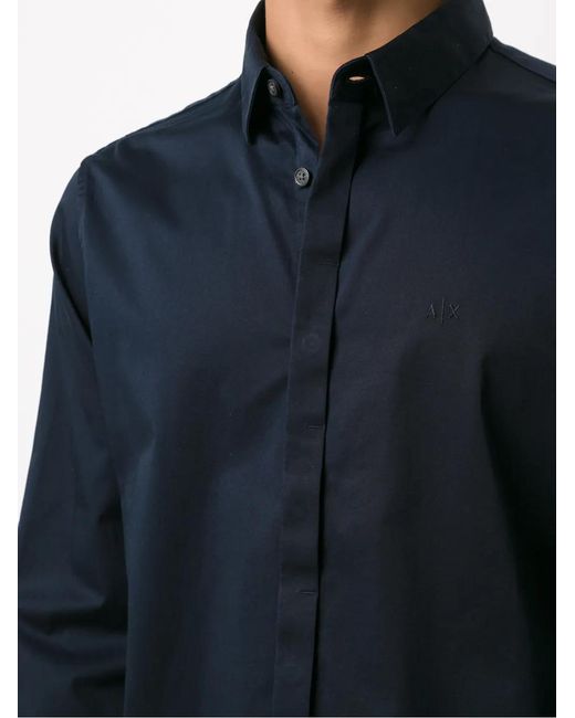 ARMANI EXCHANGE Blue Concealed Front Shirt for men