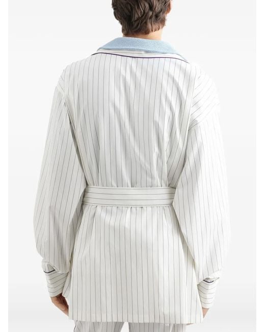 Dolce & Gabbana White Striped Poplin Vanity Robes for men