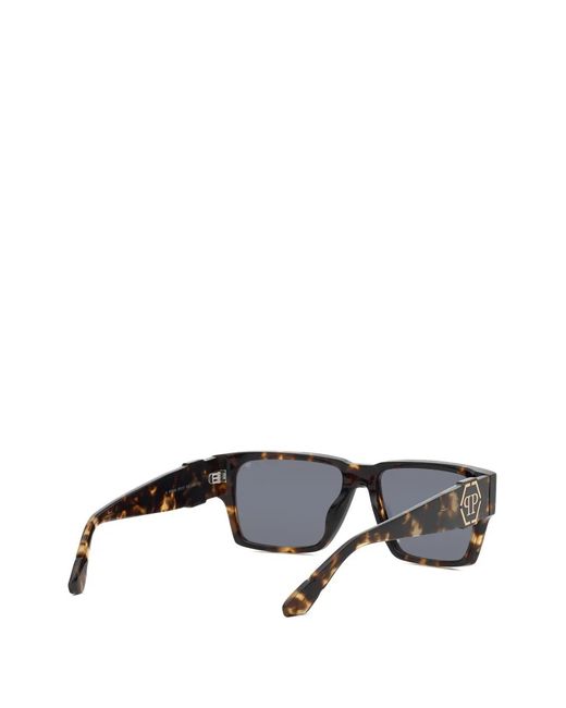Philipp Plein Gray Tortoiseshell-Effect Rectangle-Frame Sunglasses for men