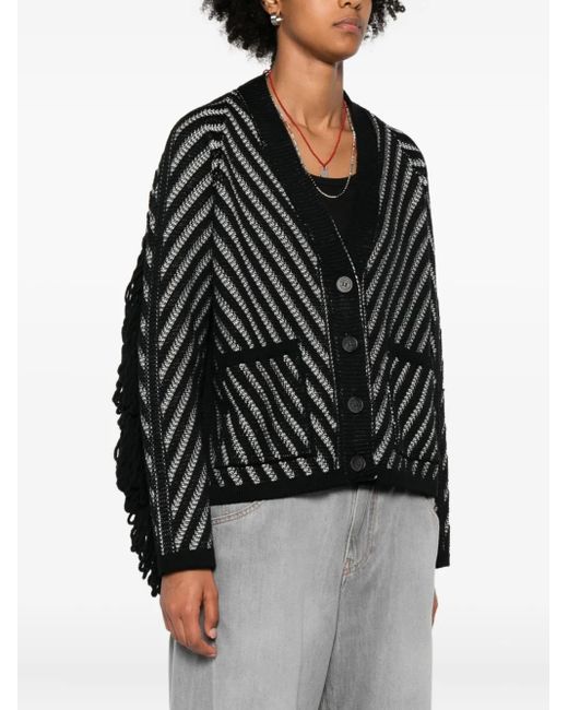 Golden Goose Deluxe Brand Black Striped Wool Cardigan