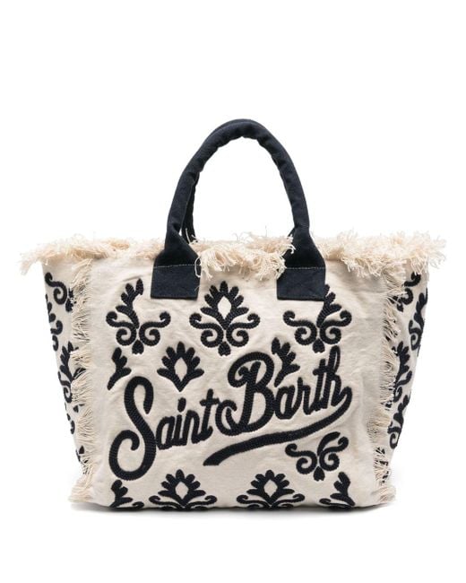 Mc2 Saint Barth Black Vanity Embroidered Beach Bag