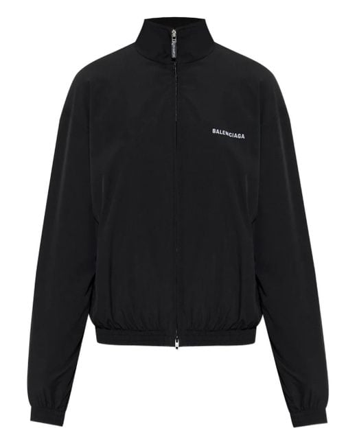 Balenciaga Black Logo-Embroidered Elastic-Cuffed Jacket