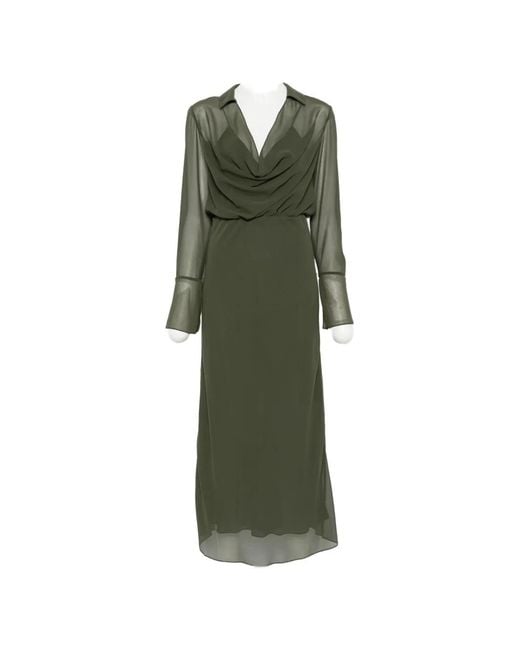 Patrizia Pepe Green Cowl-Neck Georgette Dress