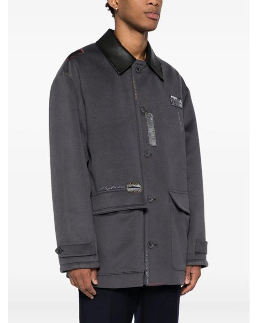 Marni Black Leather Collar Jacket for men