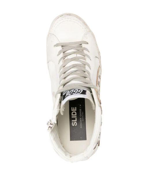 Golden Goose Deluxe Brand White Slide High-Top Leather Sneakers