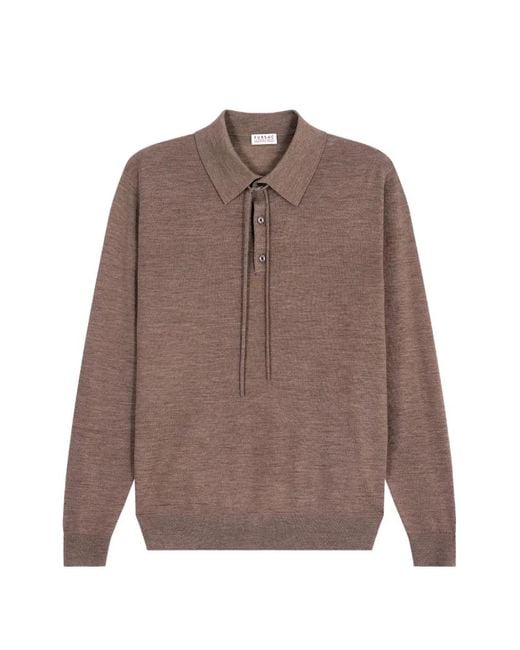 Fursac Brown T-Shirt En Laine Mérinos for men