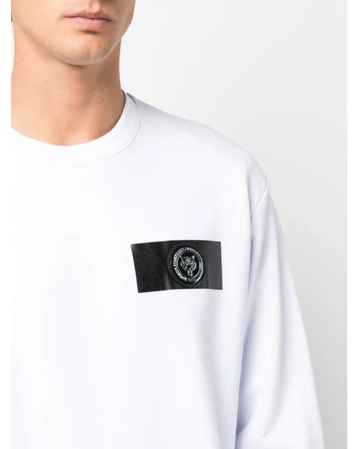 Philipp Plein White Logo-Patch Cotton Sweatshirt for men