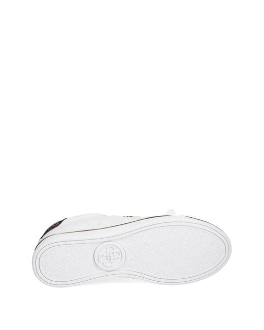 Guess White Logo-Plaque Panelled Sneakers