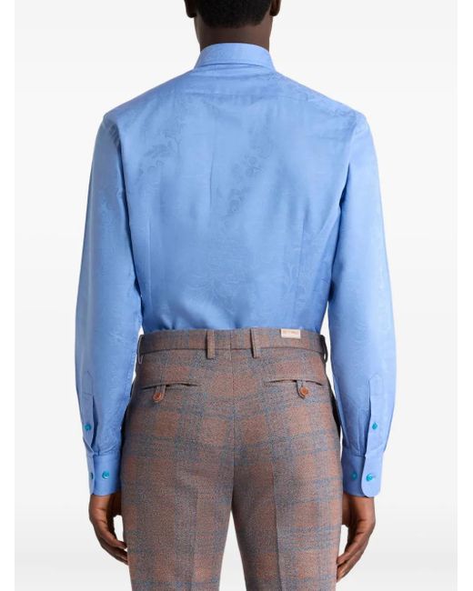 Etro Blue Jacquard Floral Shirt for men