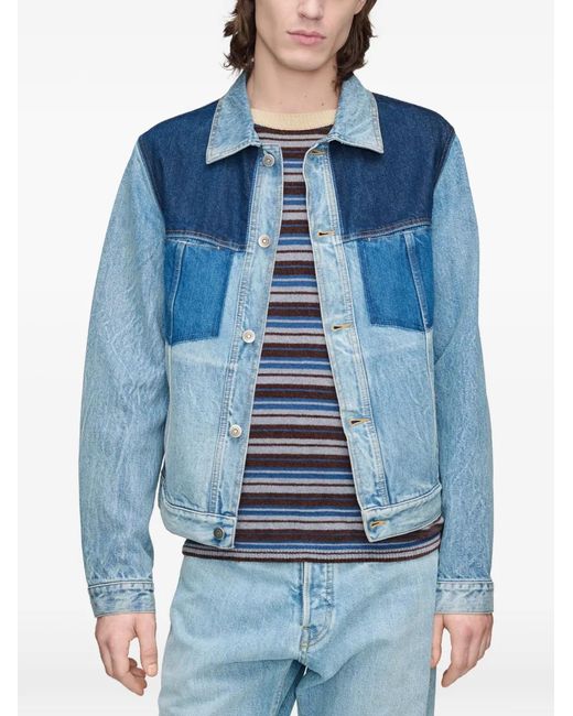 Maison Margiela Blue Patchwork Denim Jacket for men