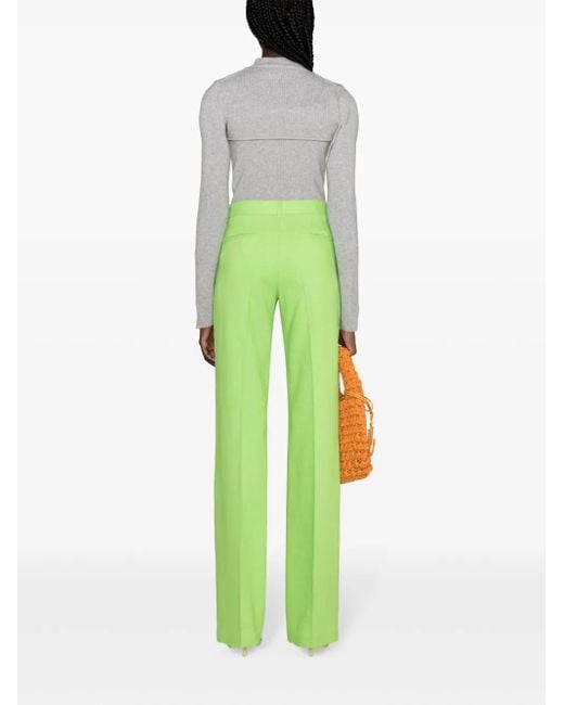 MSGM Green Straight-Leg Tailored Trousers