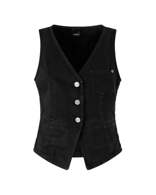 Pinko Black Gardener Sleeveless V-Neck Fabric Vest