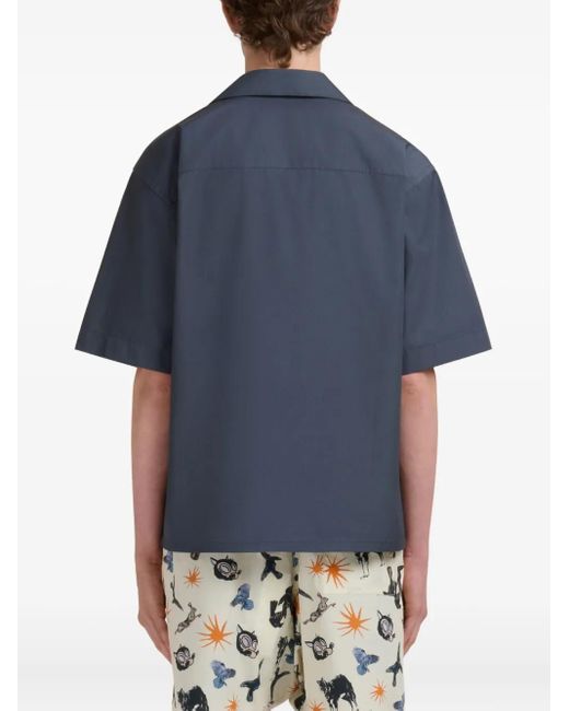 Marni Blue Short-Sleeve Button-Up Shirt for men